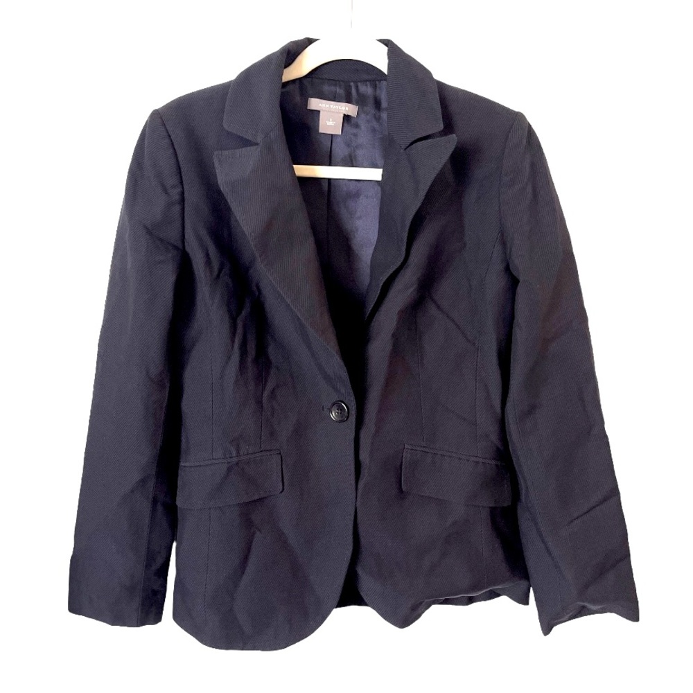 Ann Taylor Black Textured Blazer‎ Jacket 2